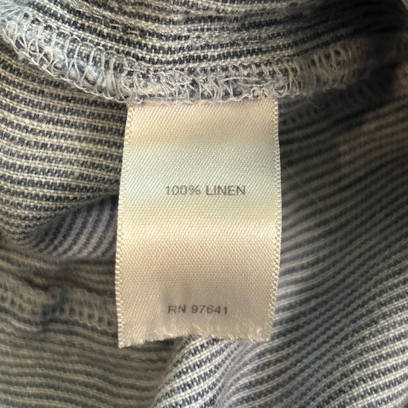 J.Jill Love Linen Pants Size L Blue White Striped Wide Leg Crop Casual Lagenlook - Picture 7 of 8